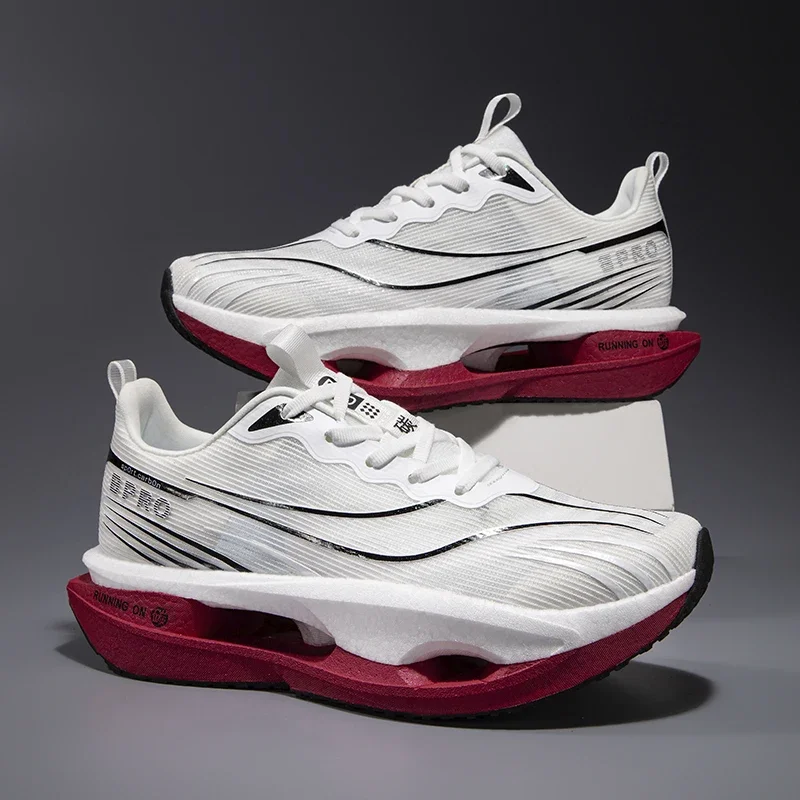 

New Cushioning Running Shoes for Men Lightweight Lace Up Carbon Plate Sports Women Non-slip Outdoor Athletic Male Sneakers