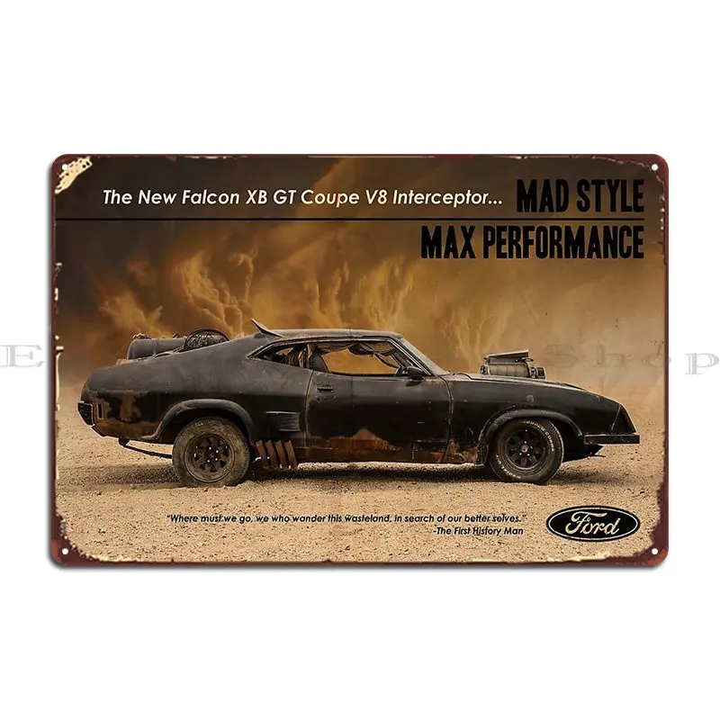 Mad Max Interceptor Metal Plaque Bar Wall Decor Club Printed Customize Tin Sign Poster