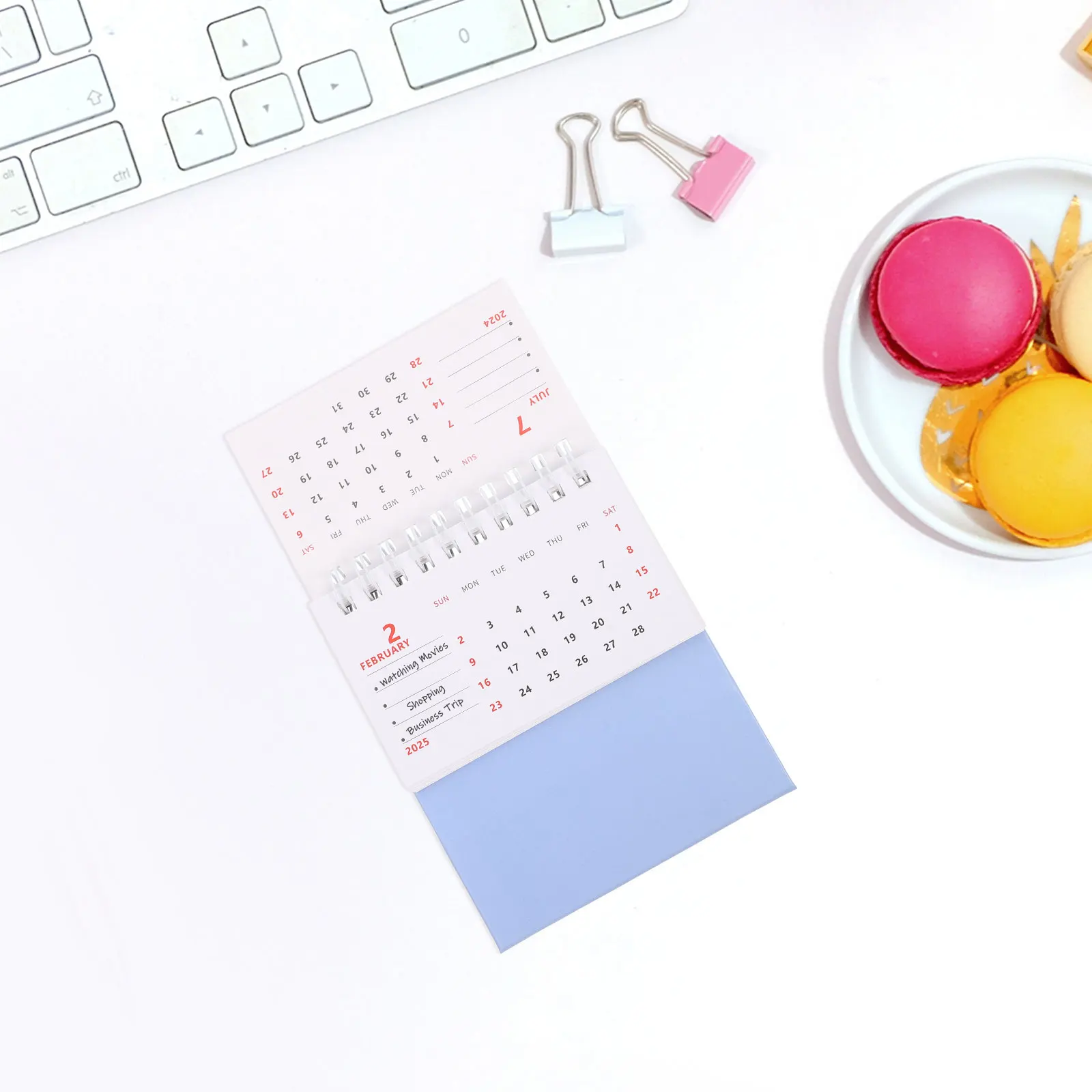 Mini Desk Calendar 2024.7-2025.12 Simple Tabletop Planner Note Monthly Schedule Home Office Dorm Decor Standing