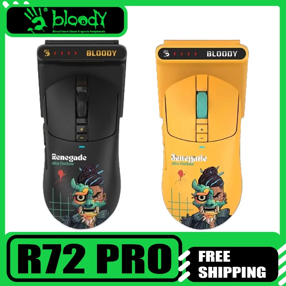 Bloody R72 Pro Mouse Witn Charger Dual Mode Paw3395 Base Gamer E-Sports Wireless Mouse Low Latency Customized Pc Accessories