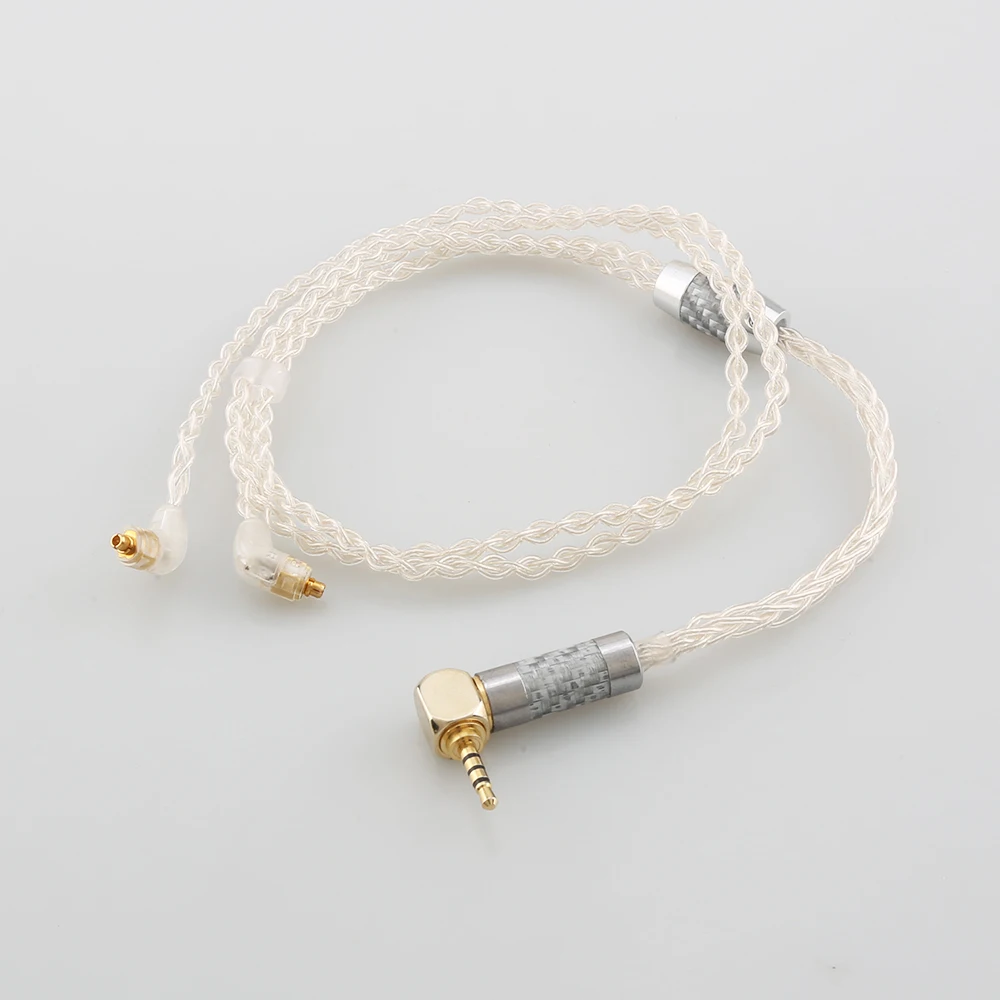 

99% Pure Silver 8 Core 2.5mm 4.4mm 3.5mm Earphone Cable For Etymotic ER4SR ER4XR ER3XR ER3SE ER2XR ER2SE