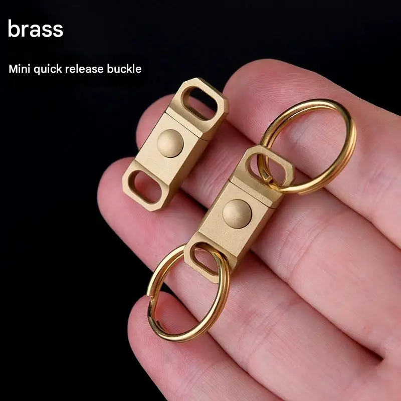 MINI Brass Quick Release Keyring EDC Connecting Buckle Double Headed Quick Pull Buckle Portable Mountaineering Buckle