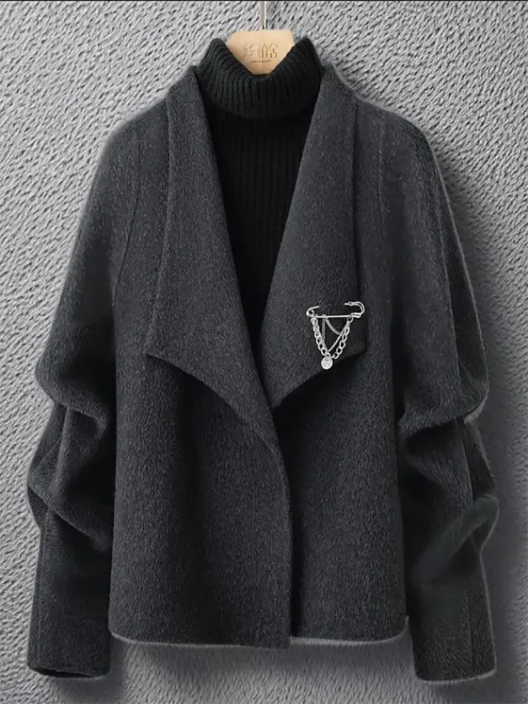 معطف نسائي قصير من الصوف غير رسمي أنيق جديد لخريف وشتاء 2026 معطف نسائي على الموضة على الوجهين معطف صوف عالي الجودة #3