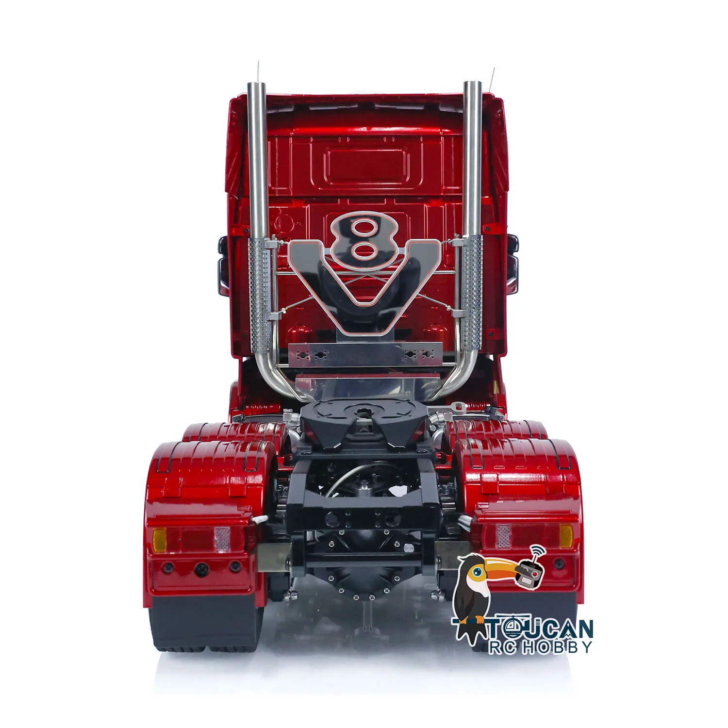 Lesu 1/14 rc caminhão trator 6x6 modelo de chassi de metal personalizado carros de controle remoto unidade de fumar luzes sons brinquedo hzh1635