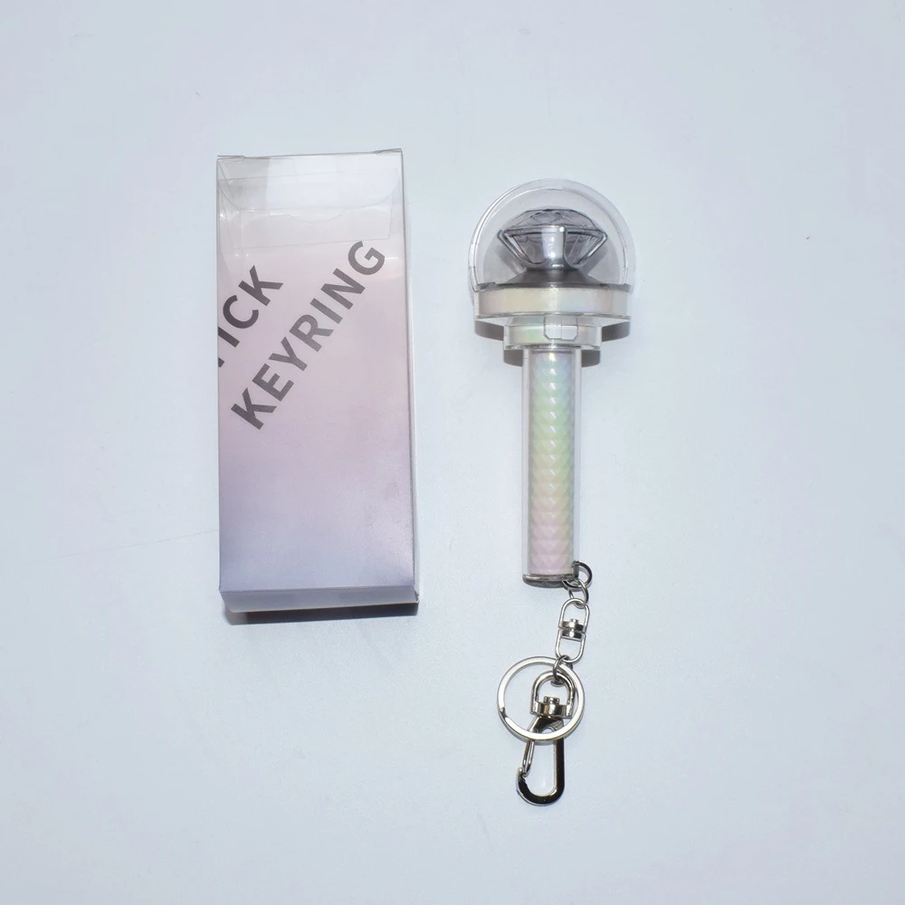 Kpop Carat Bang Mini Light Stick Keychains Creative Laser Lights Keyrings Bag Pendant Key Tings Fans Collections Gifts