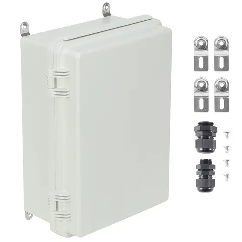 SucceBuy Outdoor Electrical Junction Box ABS Plastic&Hinged Cover Stainless Steel Latch IP67 Waterproof for Electrical Projects