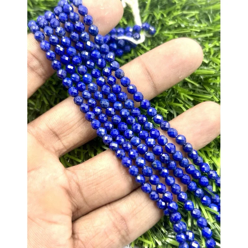 AAA Grade Natural Lapis Lazuli 4mm Round Ball Beaded Strand 16 inch long''