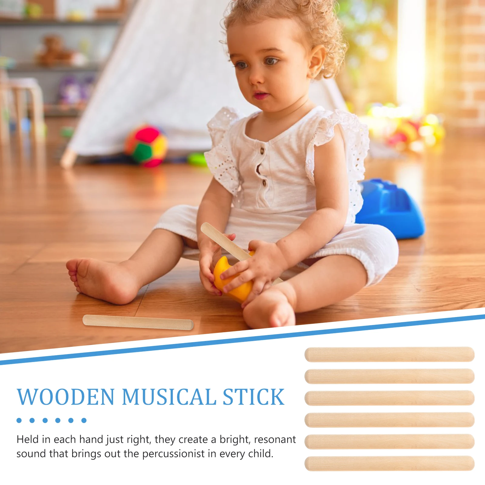 

6 Pcs Maple Rhythm Stick Medium Size Sticks Toddler Instruments Toys Kids Musical Drumsticks for