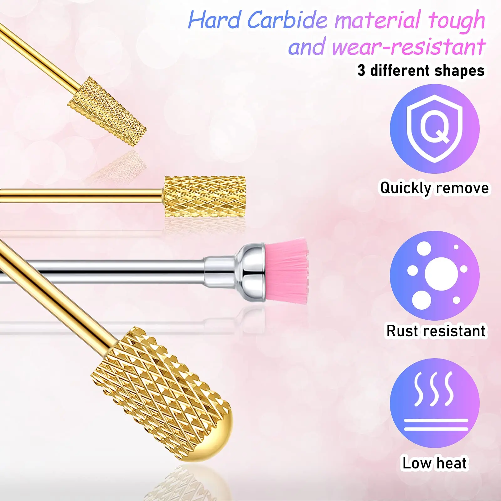 1pcs Tungsten Nail Drill Bits Smooth Round Top Large Barrel Head to Nails Carbide Milling Cutter for Electric Nail File Tools