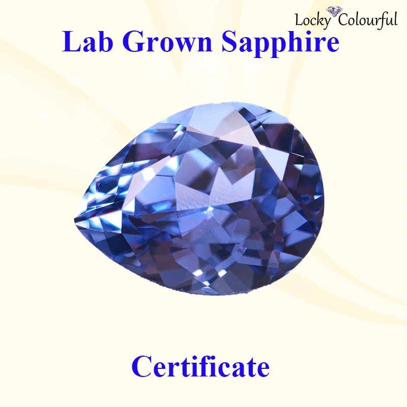 

Lab Grown Sapphire Cornflower Blue Color Pear Shape Top Quality Charm Beads Selectable AGL Certificate for Diy Jewelry Making