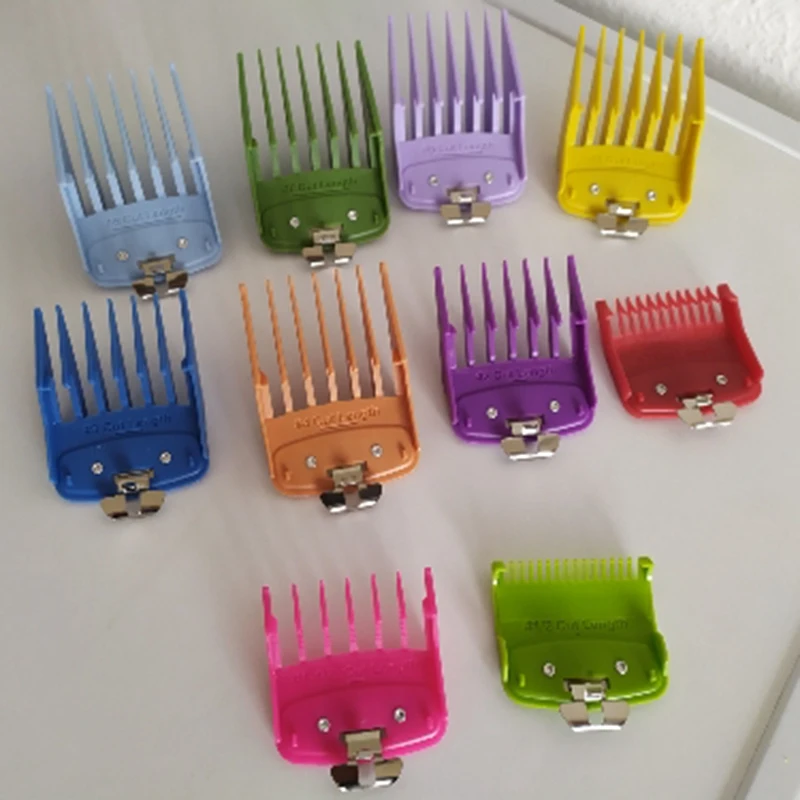 10 ชิ้นสําหรับ WAHL สีสันหวีคู่มือหลายขนาดโลหะจํากัดหวีผม Clipper ตัดเครื่องมือ