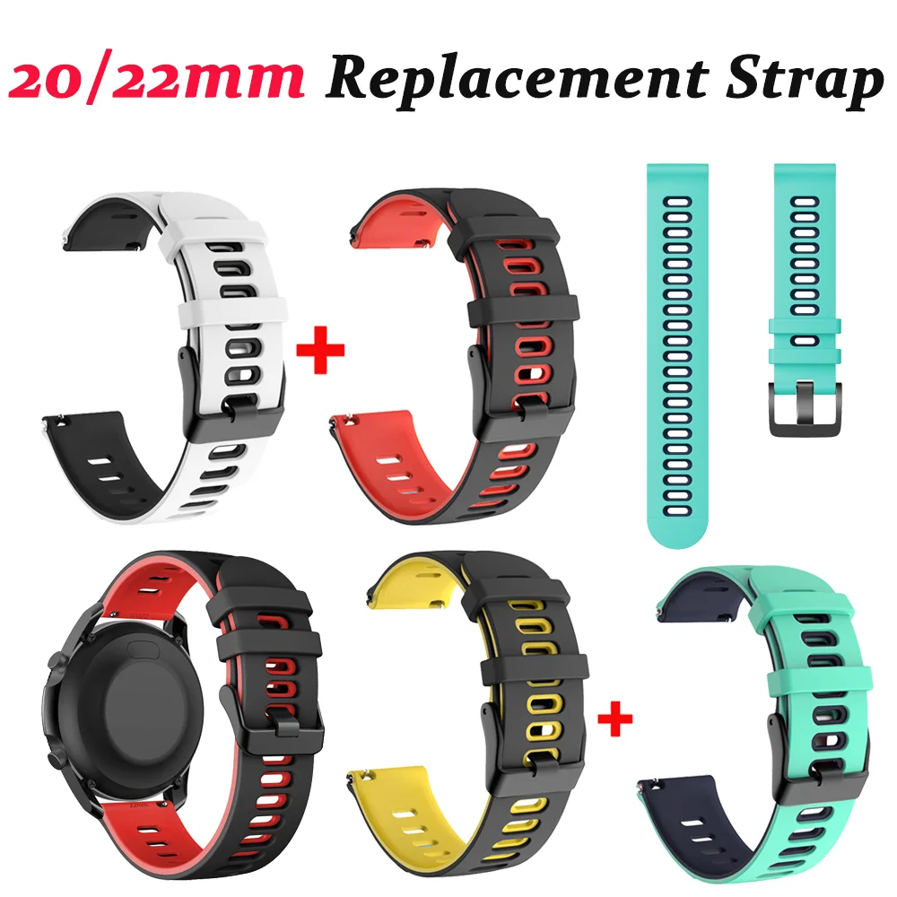 2PCS 20/22mm Replacement Silicone Strap For Huawei Watch GT 2 samsung galaxy watch Sport Wristband Bracelet Belt Accessories