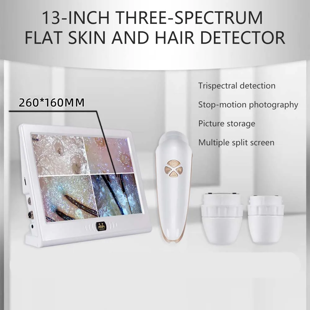 13Inch Lcd Hoofdhuid/Huid/Haarfollikeldetector Ultra Hd Uv-Testanalyse Vergrootglas Professionele Huidanalysator