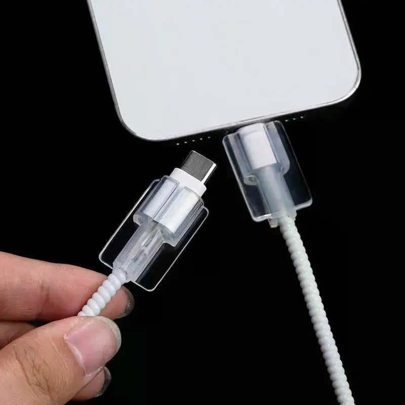 5 Pcs Phone Charger Cable Protector Clear TPU Charger Cable Winder Anti-Breaking Wire Protective Sleeve