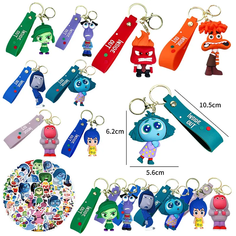 Hot Disney Inside Out 2 Keychain Figure Anxiety Joy Sadness Anger Disgust Doll Anime Bag Keyrings Toy Christmas Gifts Wholesale