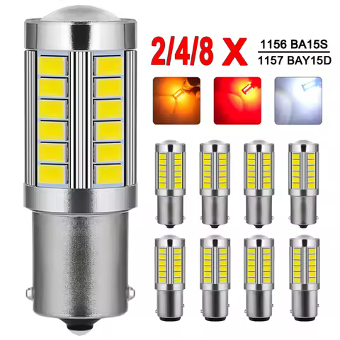 8/4/2 PCS 1156 BA15S LED Bulbs BAY15D 1157 Signal Lights 12V 33SMD 7000K White Super Bright Car Tail Parking Backup Brake Lamps