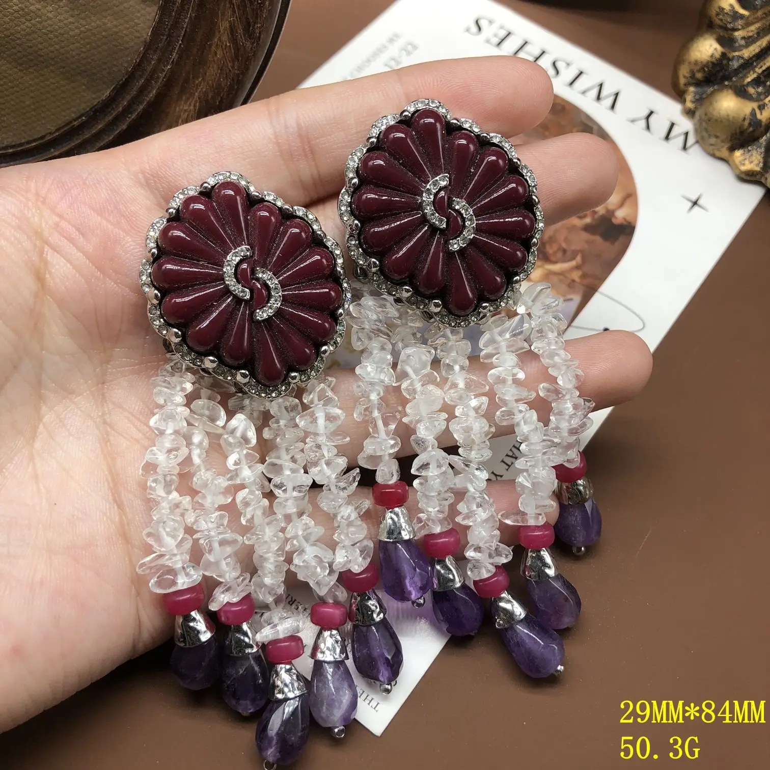 Medieval versatile gravel tassel earring inlaid erhinestone arrings jewelry