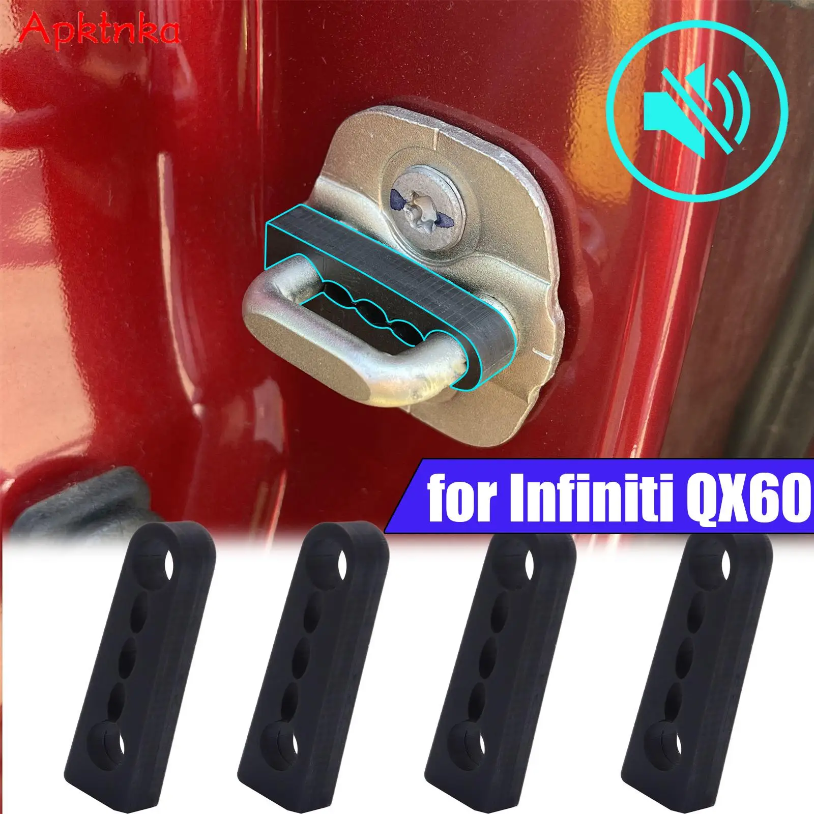 APKTNKA Sound Damper Door Lock Buffer For Infiniti QX60 2013-2020 Rattling  STOP Soundproof Screaks Deaf Seal Deadener Deadening