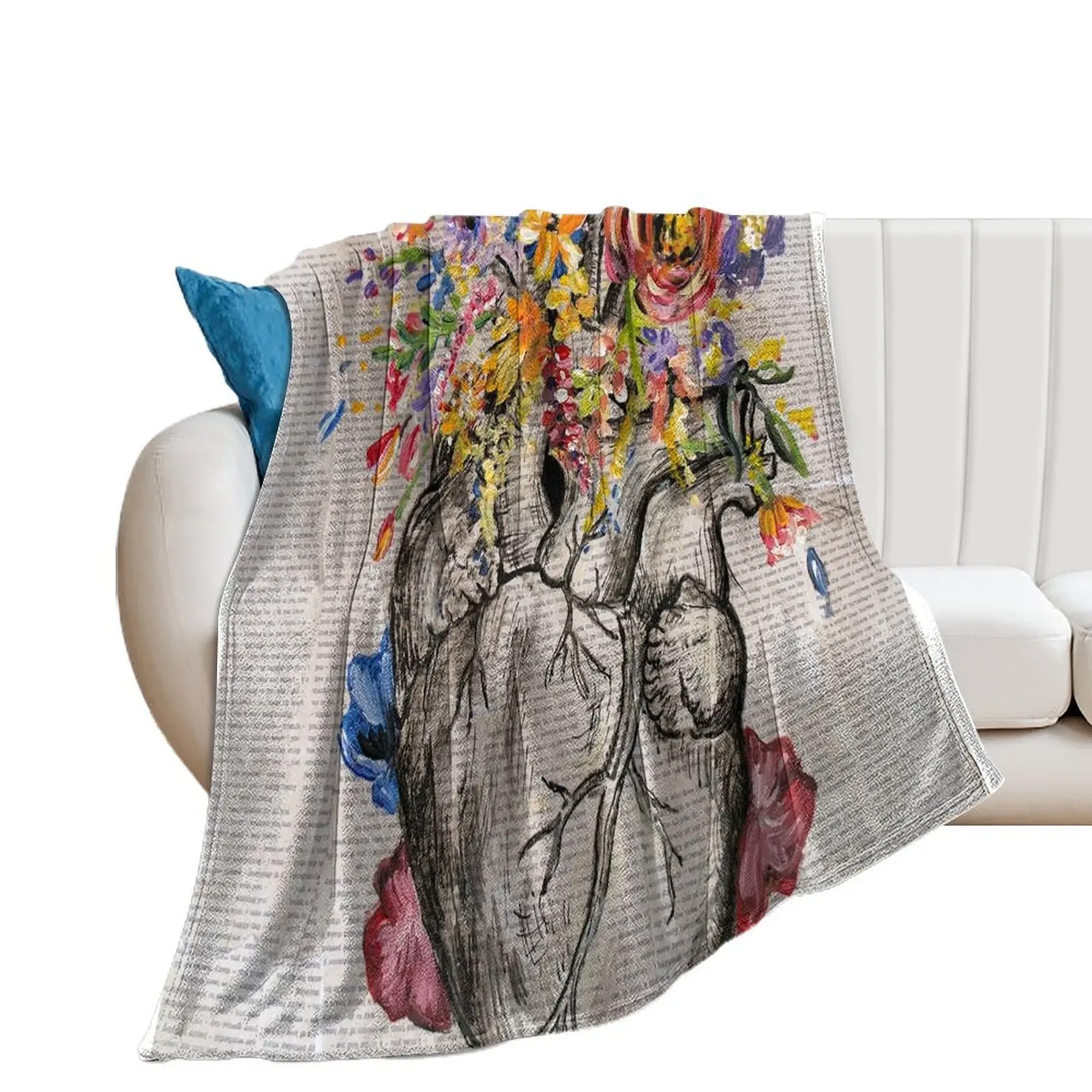 

Anatomical Heart Blooming Throw Blanket Beautifuls Decorative Sofas Softest Giant Sofa Blankets