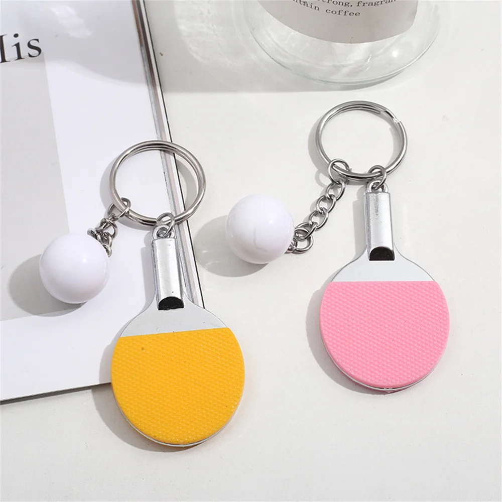 Fashion Table Tennis Keychains Colorful Simulation Racket Keyring Sporty Pendant Unisex Backpack Ornaments Fans Souvenir Gift