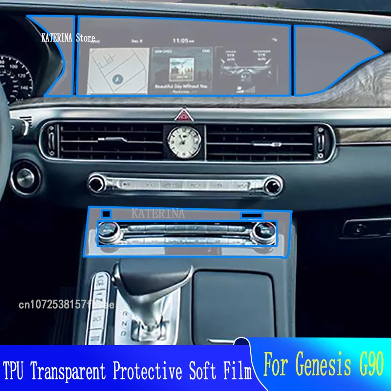 

TPU Car Interior Gear Dashboard Protective Film Transparent For Genesis G90（2019-2020）Anti-scratch Accessories