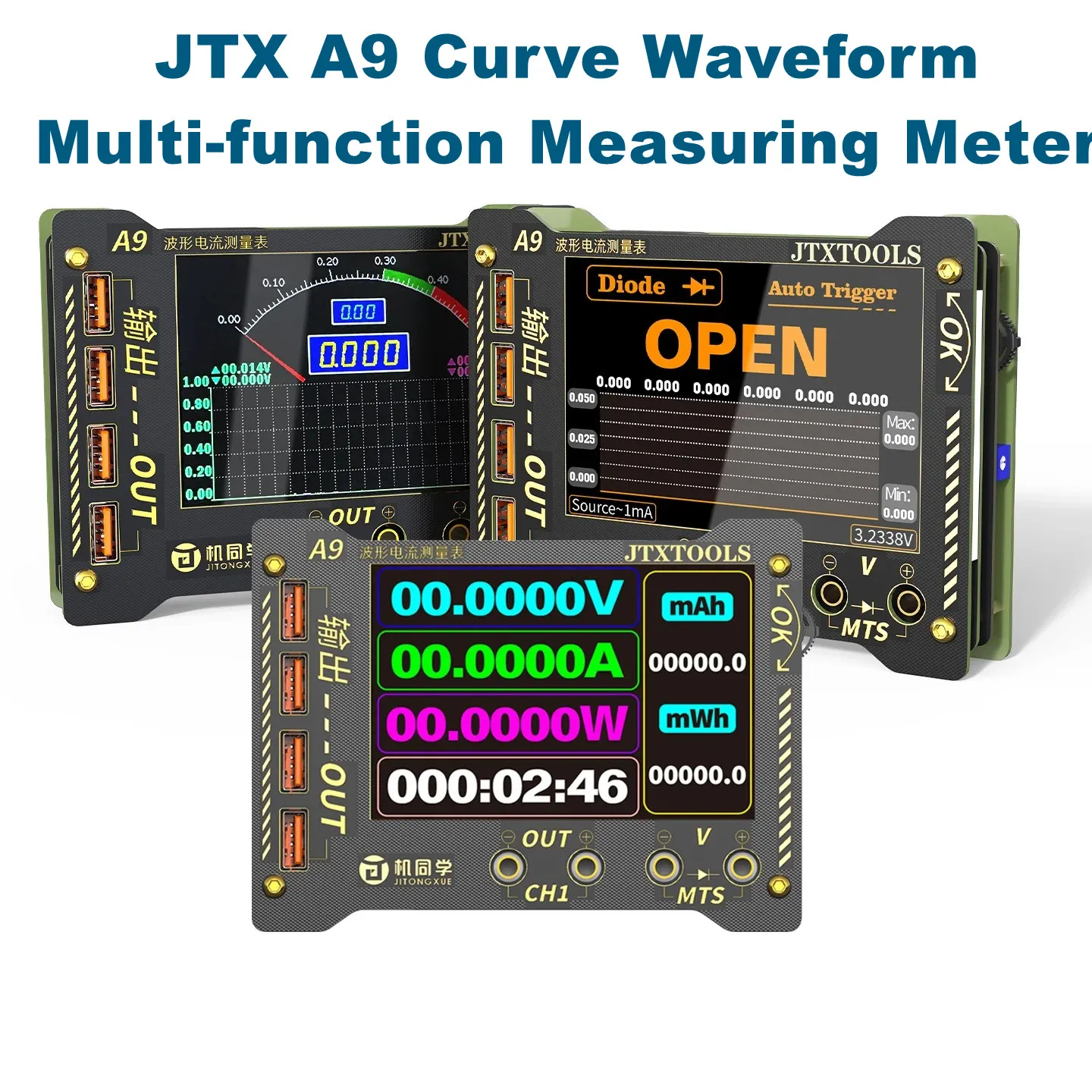 JTX A9 Accurate Curve Waveform Multi-function Measuring Meter Digital Display 0-36V Voltage and Current Precision Tester Meter