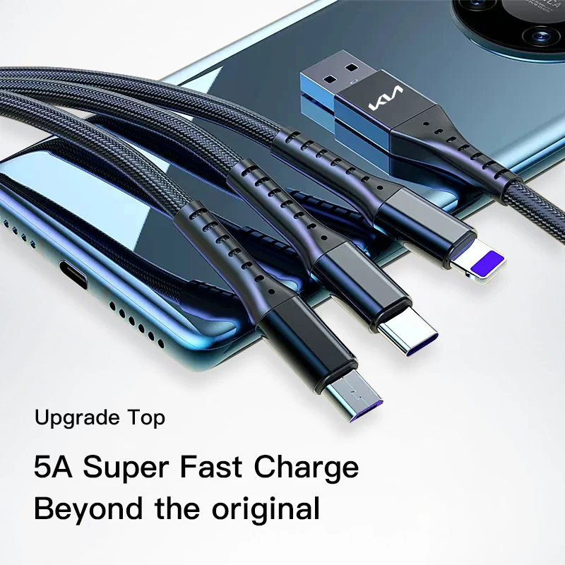 3 في 1 100 واط 5A شحن سريع USB نوع-C كابل الشاحن لكيا EV6 ستينغر ريو سورينتو بيكانتو Ceed Borrego Syros K4 K5 Sonet #4
