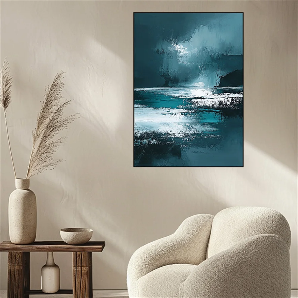 Large Abstract Oil Painting With Gray And Black Vertical Style Modern Wall Art Handmade Canvas Picture Decor Home Live Room Gift