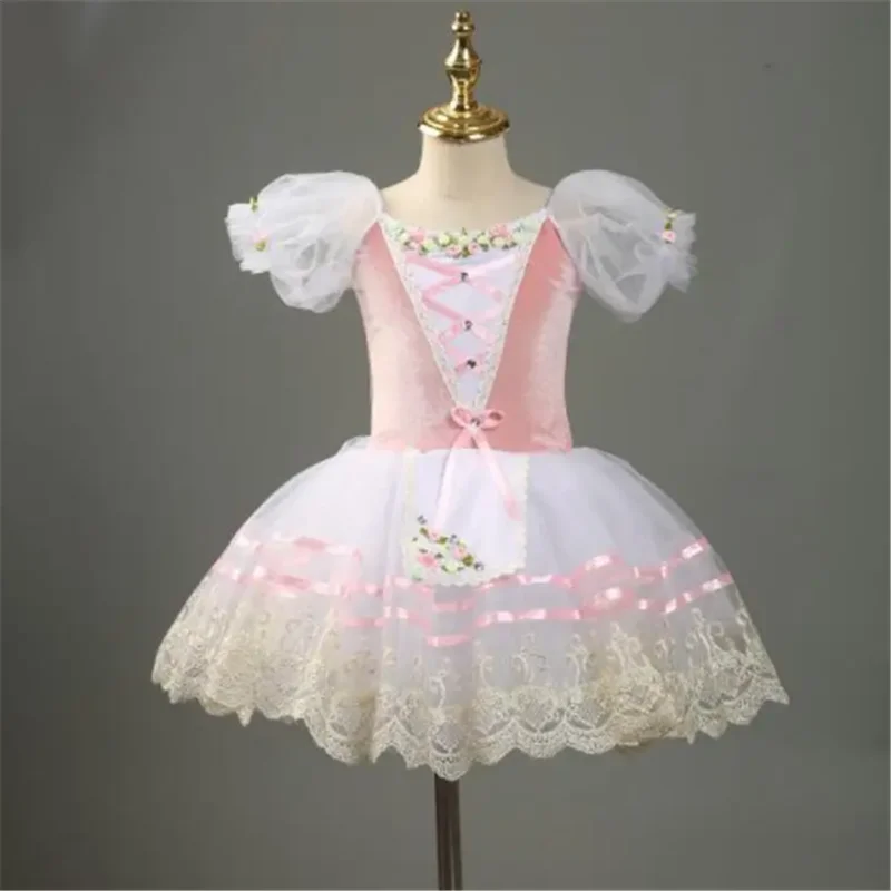 

Professional Ballet Tutu Pink Girl Competition Adults Child Flower Ballet Tutu Dress For Girls Kids Leotard Ballerina Dress