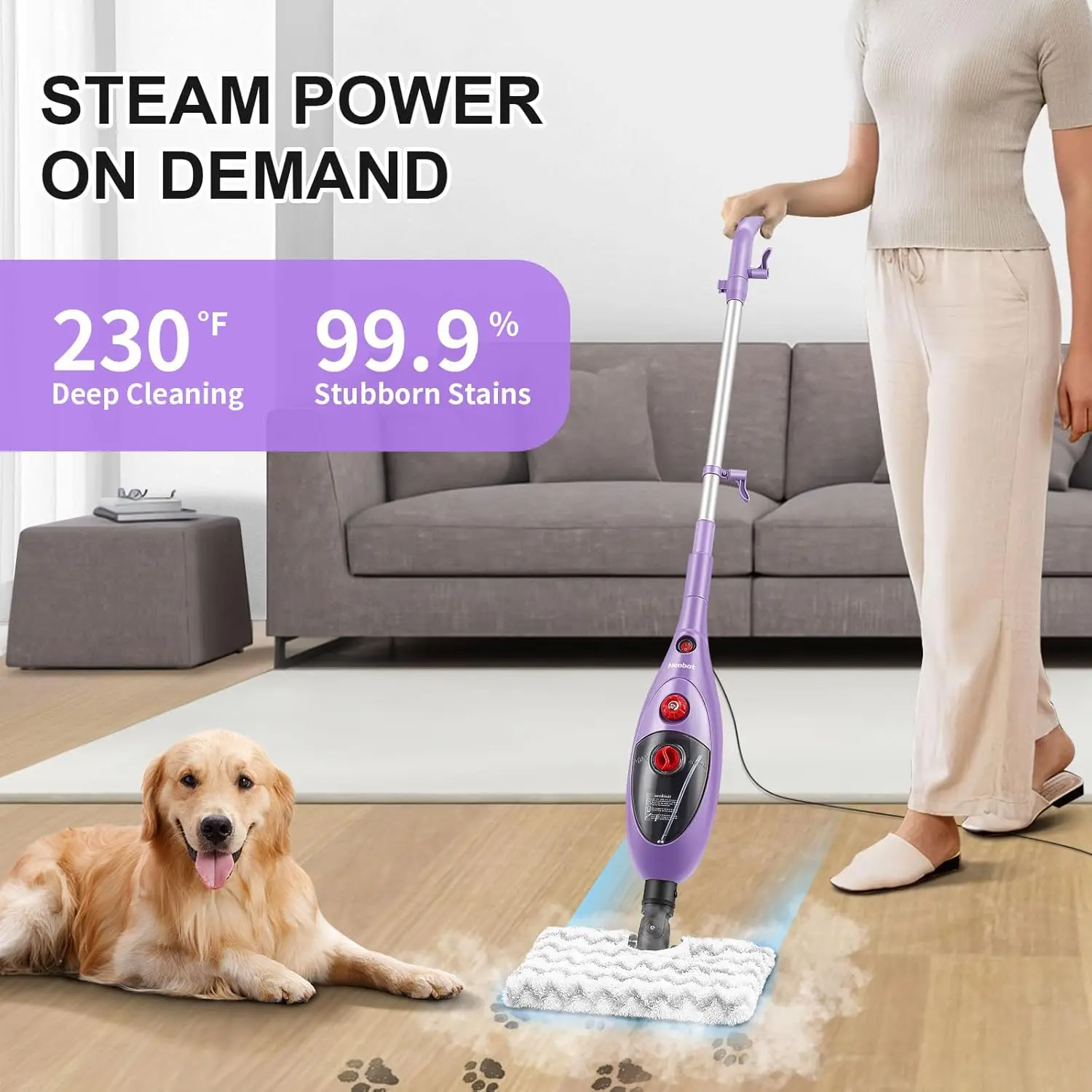 Mop, Floor Steamer Detachable MultiPurpose Handheld Steam Cleaner Mop for Hardwood, Tile, Wall for Whole Home Use