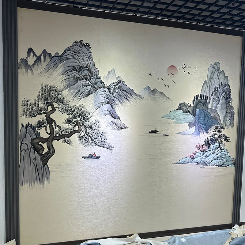 

Single embroidery embroidery seamless wall cloth peak turn living room TV sofa background wall cloth