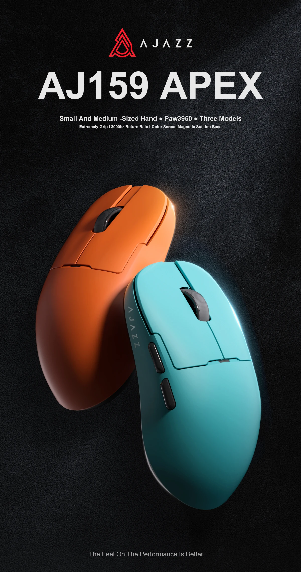 AJAZZ AJ159 APEX PRO NL Tri-Mode Wireless Gaming Mouse PAW3950 8KHZ 8000mAh 42000DPI Low Latency RGB Magnetic Charging Base Ligh