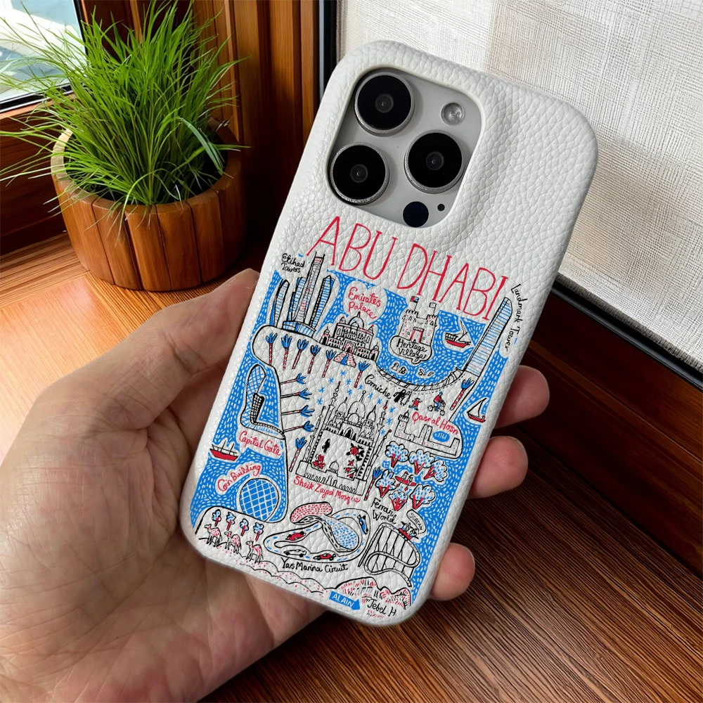 حافظة هاتف عاصمة ABU DHABI لهاتف آيفون 16 15 14 plus 13 12 11 pro max حافظة فاخرة مضادة للسقوط فوندا حافظات جرافيتي حضرية carcasa