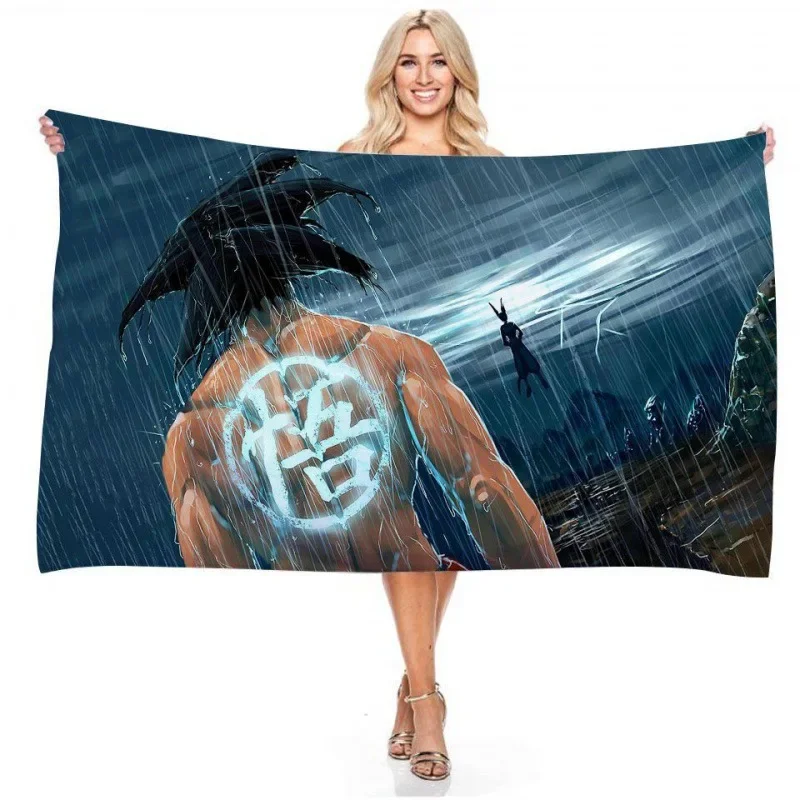 Dragon Ball Z Son-Goku Bath Towel Vegeta Anime Cartoon Shower Beach Towel Blanket 3D Printed Quick Dry Microfiber Washcloth Gift