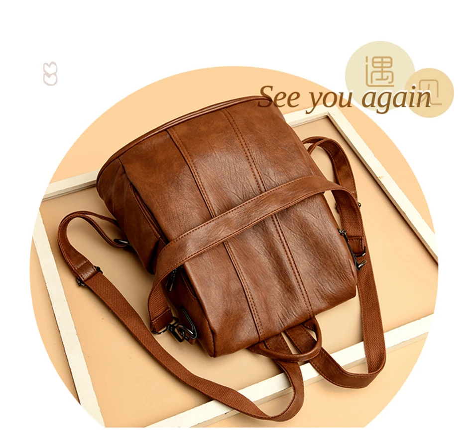Luxury Brand Anti-Theft Women's Backpack High-Quality Leather Sac a Dos SchoolBag Knapsack for Female
