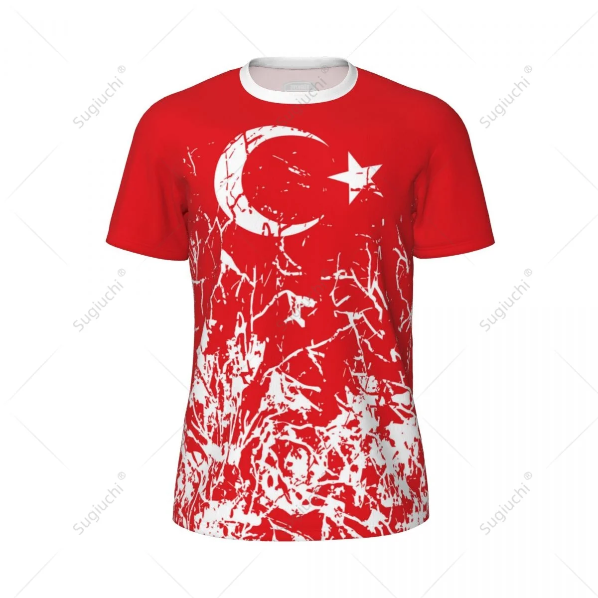 Exclusive design Turkey Flag Grain 3D Printed Men For Running Bike Soccer Tennis Fitness Sports tshirt Mesh Fans Short T-shirt