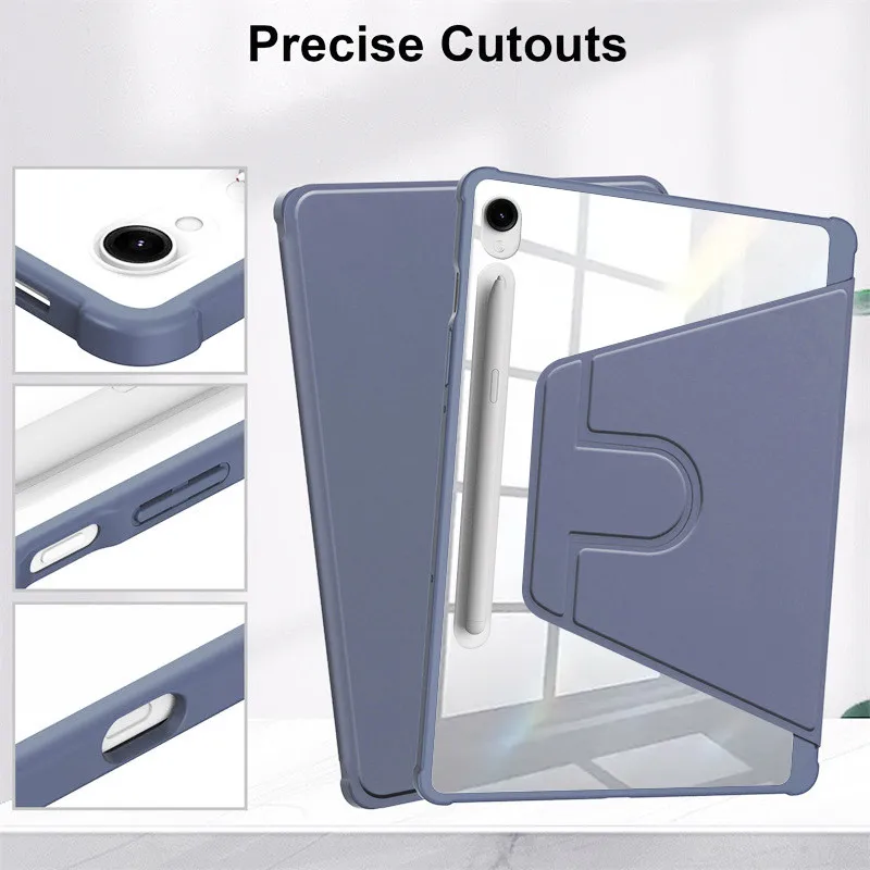 TBTIC Acrylic 720° Rotation Protective Case For Samsung Tab A9 S9 S8 S7 Plus 11 FE 10.9 12.4 8.7 A8 10.5 S6 Lite 10.4 Flip Cover