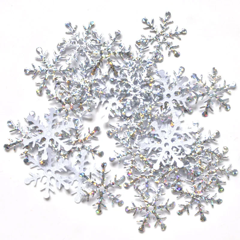 80Pcs 25mm Silver Snowflake Laser Cloth Appliques Wedding/Party/Wreath/Christmas Decoration Craft DIY Akcesoria