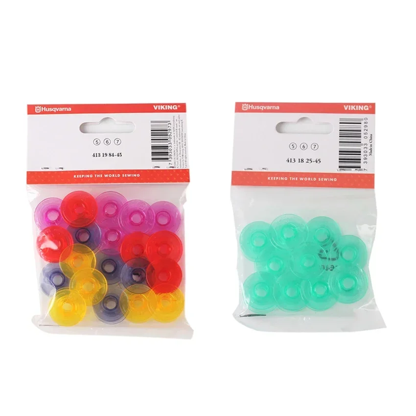 Colorful bobbins With Thread Hole For Husqvarna Viking 4123078-G,4131825-45,4125615-45 (20pcs/box ,10pcs/box )