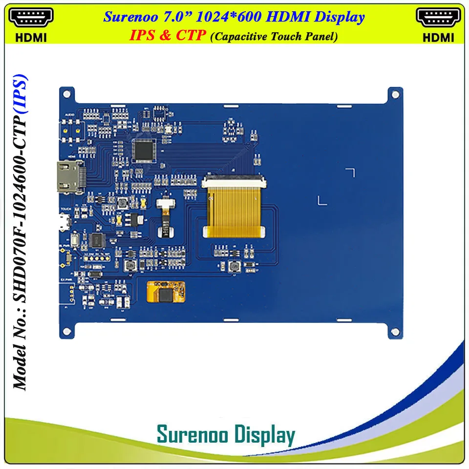 7" 7.0 inch 1024*600 HDMI-Compatible TFT LCD Module Display Monitor Screen Touch Panel for RaspBerry Pi