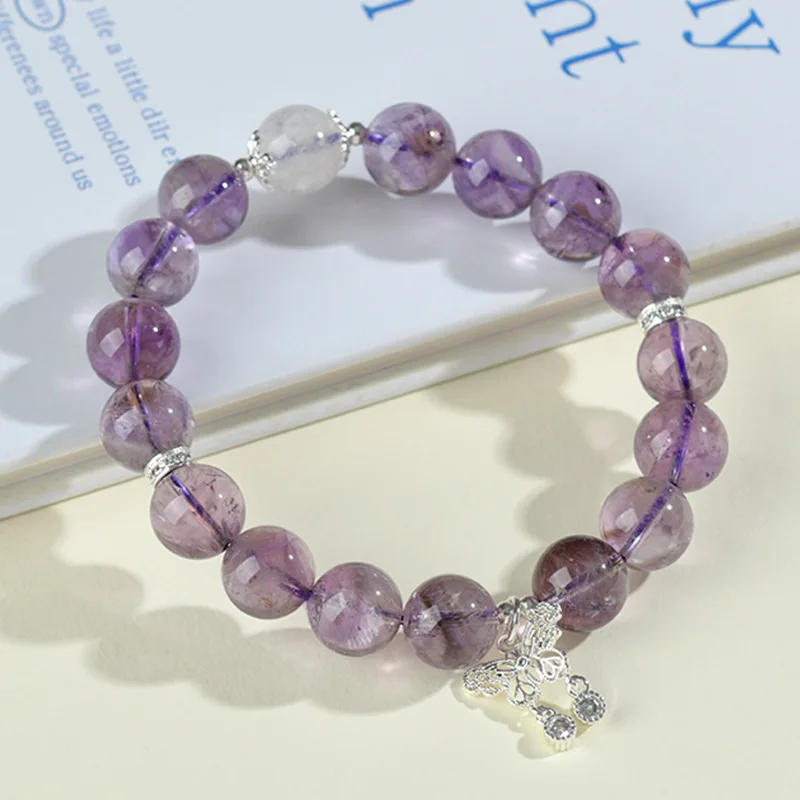 

Natural large particle light amethyst blue moonlight butterfly bracelet