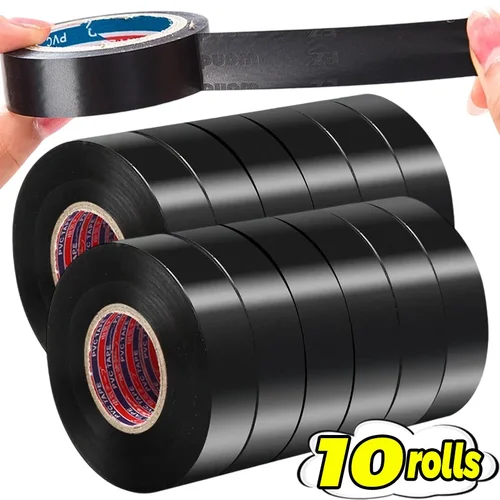 Cinta aislante de PVC, 600V, retardante de llama, impermeable, cinta eléctrica negra, fácil de rasgar para reparación de mazo de cables, herramientas de bricolaje para el hogar