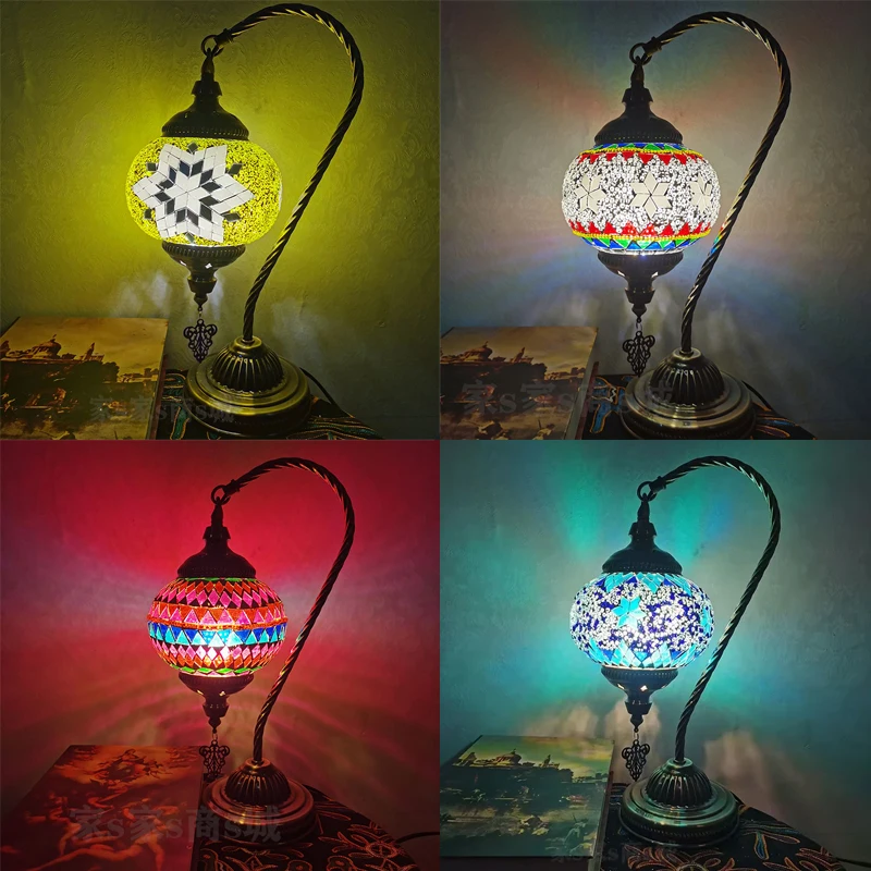 Handmade Stained Glass Table Lamps Turkish Mosaic Home Decor Living Room Bedroom Nightstand Desk Lights LED Lighting Fixtures