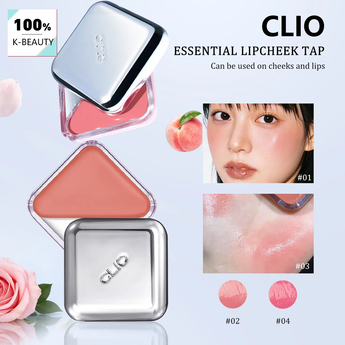 CLIO ESSENTIAL LIPCHEEK TAP,Smooth-Textured&Non-Greasy Formula,Lightweight Feel​&Sheer Pigment,​​Korean Cosmetic,Korean Makeup