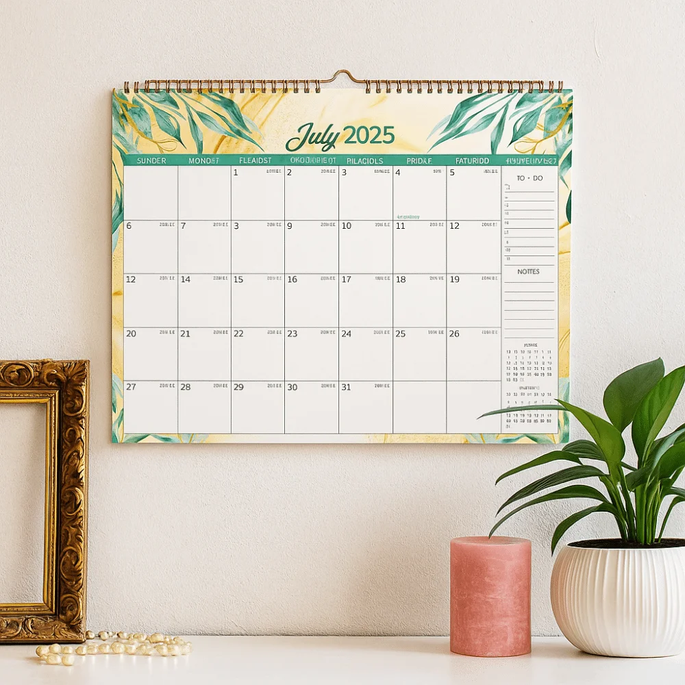 Calendario da parete creativo Layout mensile Calendario a spirale spaziosa Carta spessa con coperchio impermeabile Calendario da 18 mesi per ufficio