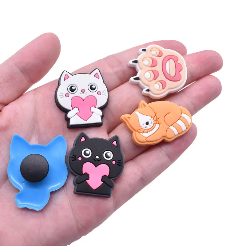 Sale 1Pcs Cute Cat Dog Shoe Charms for Crocs Accessories Charms Bracelet Wristband Decoration Adults Party Favor Gifts