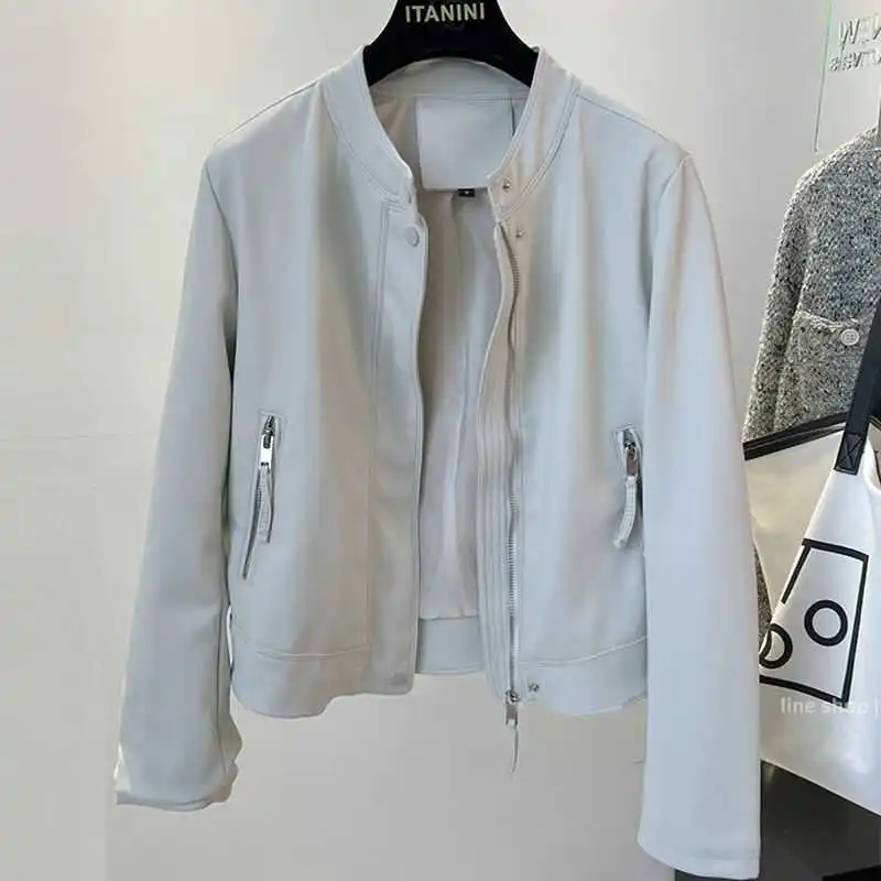 

Biker Jackets Womens Jacket Double Breasted Mesh Spliced Drawstring Cropped Bomber Y2K Streetwear Flexible Halloween Christmas