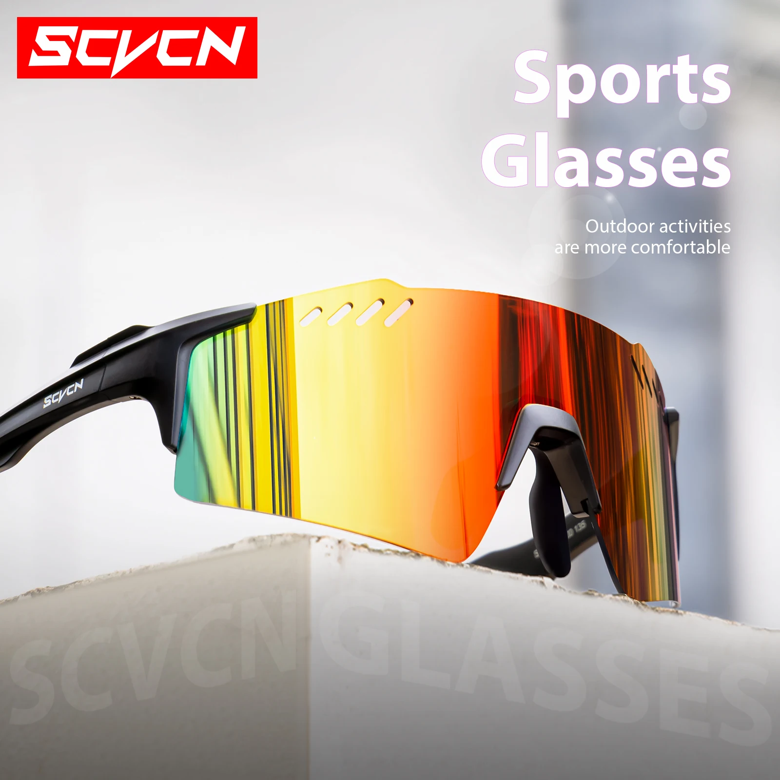 SCVCN Cycling Sunglasses Outdoor Bike Cycling Glasses Men Women MTB Road Bicycle Sports Mountaineering UV400 Running Eyewear