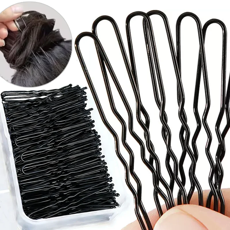 

600pc Women Hair Clips Bobby Pin U-shape Essential Styling Hairpins Black Wave Barrettes for Girls Hair Accessory Wholesale