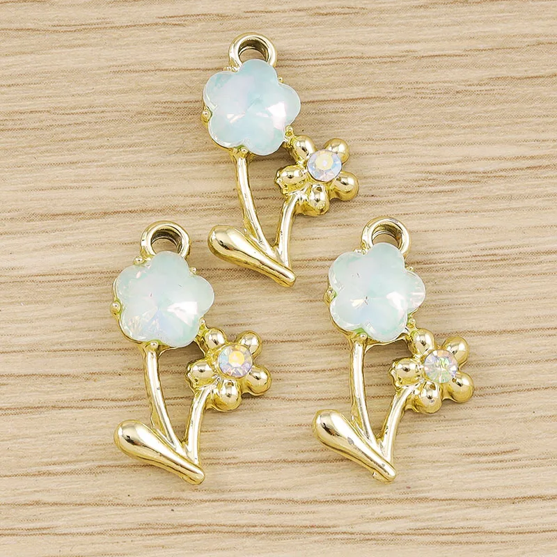 Tusember 10 Stück 14*18mm Niedliche Exquisite Kristallblumen-Anhänger für Schmuckherstellung DIY Tropfenohrringe Halskette Basteln – Detail 11